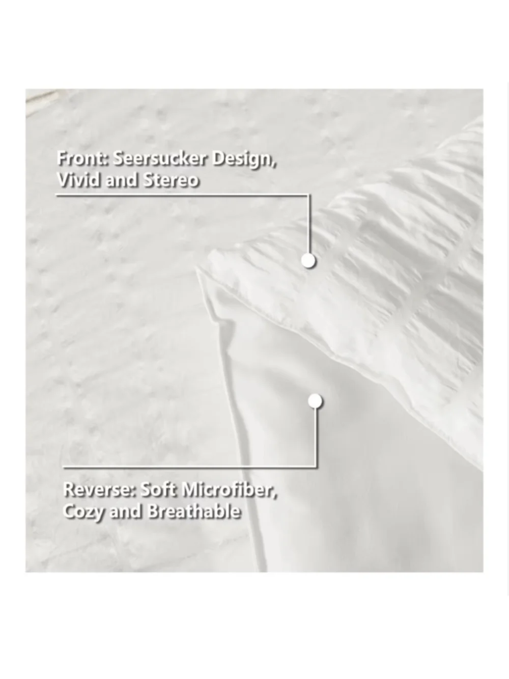 NEW Full Size Comforter Set Sheets Sham Pillowcases 7 Pcs White Seersucker